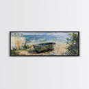 Beach Tub, rustic decor, coastal wall art, wabi sabi art, framed canvas print, farmhouse art, seascape painting, nautical decor