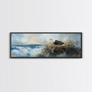 Eagle Nest, bird art, wildlife painting, coastal wall art, seascape painting, moody art, extra wide art, framed canvas print, above sofa art