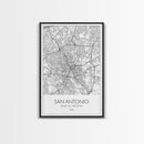 San Antonio Street Map, Texas Map, City Map Art, Minimalist Art, Wall Art, Canvas Print, Black And White Art, Travel Print, Family Gift