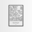 Stockholm Street Map, Sweden Map, Europe City Map Print, Modern Wall Art, Wall Art, Canvas Print, Dorm Room Décor, Wedding Gifts, Travel Art