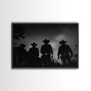 Premium Framed Canvas, Black and White Cowboy Photography Print, Western Decor, Wild West Art, Farmhouse Wall Art, Minimalist Framed Art