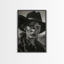 Intense Black and White Portrait of a Female Cowboy for Western Wall Art, Canvas Prints, Rustic Home Decor, Living Room Art, Bedroom Art