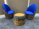 Wine Barrel Round Coffee Table Set with 2 Chairs - Rustic Whiskey Barrel Furniture Set - Handmade Solid Oak - Free Shipping
