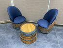 Wine Barrel Round Coffee Table Set with 2 Chairs - Rustic Whiskey Barrel Furniture Set - Handmade Solid Oak - Free Shipping
