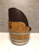 Wine Barrel Mid-Cut Coffee Table Set with 2 Chairs - Rustic Whiskey Barrel Furniture Set - Handmade Solid Oak - Free Shipping