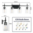 Jasper Modern 4-Light Clear Glass Bathroom Lights Linear Vanity Light