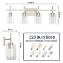 Jasper Modern 4-Light Clear Glass Bathroom Lights Linear Vanity Light