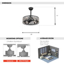 20" Delvalle Modern Downrod Mount Reversible Crystal Fandelier Ceiling Fan with Lighting and Remote Control