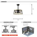 20" Farmhouse Downrod Mount Fandelier Ceiling Fan with Lighting and Remote Control