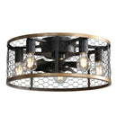 20 Inch Metallic Ceiling Fan with Light Flush Mount and Remote
