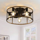 20 Inch Metallic Ceiling Fan with Light Flush Mount and Remote