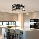 20 Inch Metallic Ceiling Fan with Light Flush Mount and Remote