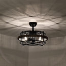 20" Industrial Downrod Mount Fandelier Ceiling Fan with Lighting and Remote Control