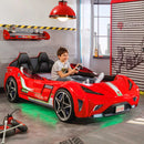 GTS EV Red Twin-Size Race Car Bed with Remote, LED Ambient Lights, Upholstered Headboard & Interior