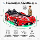 GTS EV Red Twin-Size Race Car Bed with Remote, LED Ambient Lights, Upholstered Headboard & Interior