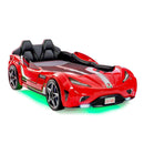 GTS EV Red Twin-Size Race Car Bed with Remote, Underbody Lights and Leatherette Interior