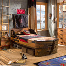 Pirate Twin-Size Captain's Ship Bed with Sails and Deck