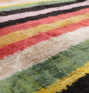 Handmade Multicolored Striped Silk Velvet Throw Pillow - 16x24, Luxury Cushion with Down Feather Insert