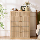 Distressed Fluted Dresser Featuring Six Drawers 42Inch