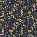 Hand-drawn Wildflowers on Dark Background Wallpaper