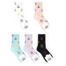2000s Symbols Pattern Women's Crew Socks in Black [Size 5-10]