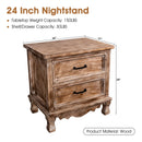 Farmhouse Wooden 2- Drawer Nightstand Side Table in Brown