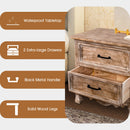 Farmhouse Wooden 2- Drawer Nightstand Side Table in Brown