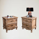 Farmhouse Wooden 2- Drawer Nightstand Side Table in Brown