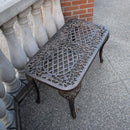 Ornate Cast Aluminum Metal Rectangular Bronze Patio Coffee Table