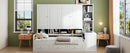 Twin Size Wooden Daybed With Three Drawers, and All-in-One Cabinet, Desk and Shelves, White