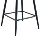 Brown Techno-Fabric Bar Chair Set - Two Pieces, Rounded Backrest, Black Metal Legs, Multiple Colors