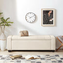 48 Inch Storage Unit Ottoman Bench Upholstered Beige