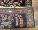 Antique Persian Kerman Rug 2.8 x 4, Navy Blue, Floral