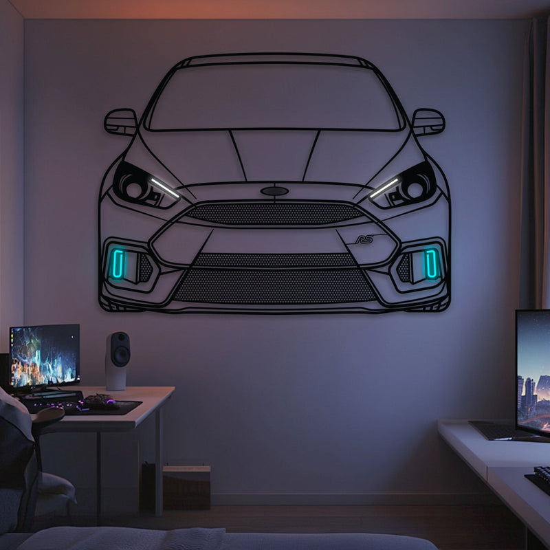 2016 Focus RS Front  View  Metal Neon Car Wall Art -MTN0247