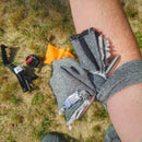 Saw Shemagh: Firestarter sewn button, built-in Kevlar Utility Saw, Fire Tinder border.