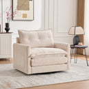 UNITED WE WIN Swivel Barrel Chair - Mid Century Modern Chair, Thick Padded Arm Chair with Solid Metal Base, Comfortable Single Sofa Chair, Swivel Accent Chair for Living Room Bedroom
