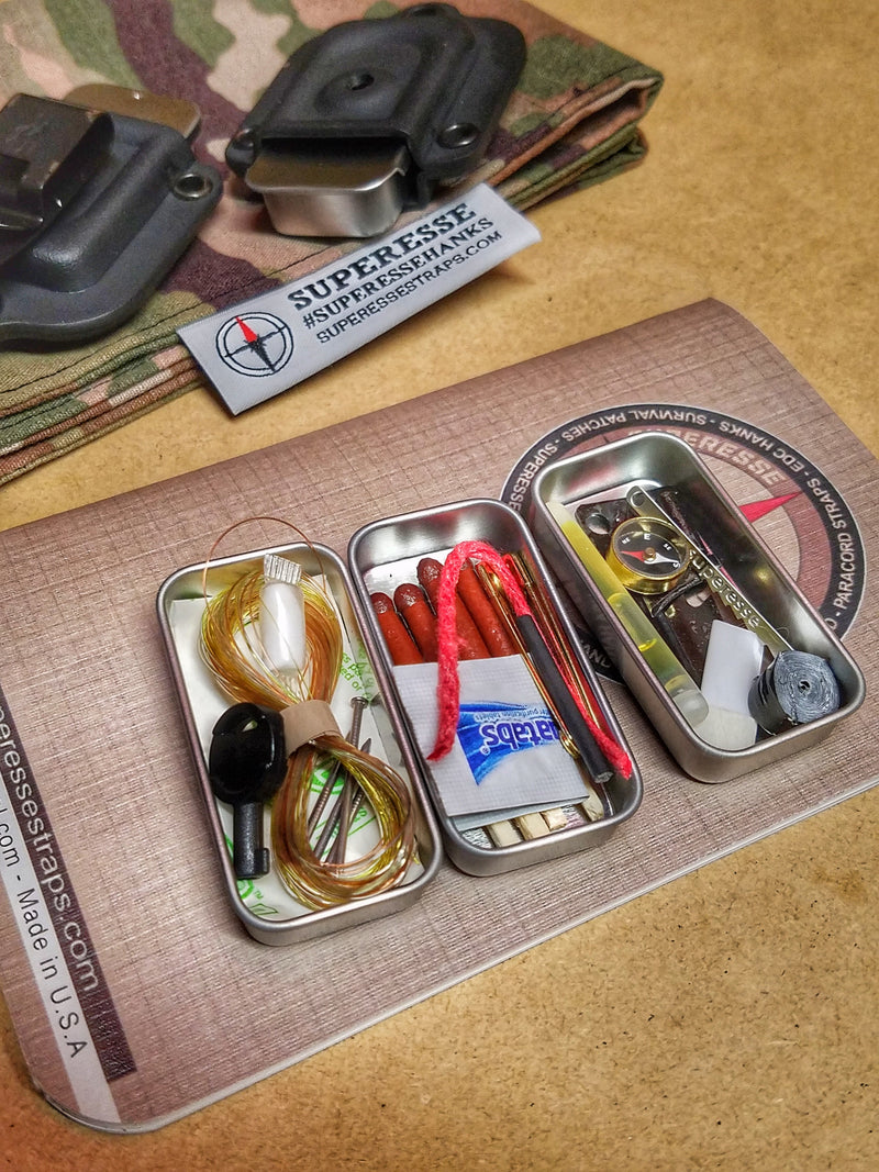 tobacco tin survival kit Tiny Kit: Rectangle conveniently packed in a compact and portable tin Kikkerland Survival Kit