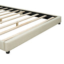 Queen Size & Twin XL Size Upholstered Platform Bed, Mother & Child Bed, PU Leather, Beige