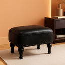 Black Leather Ottoman Footstool With Thick Padded Foam