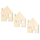 3 Houses Unfinished Wooden Shapes Craft Cutouts DIY Unpainted 3D Plaques 4 Inches