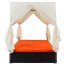 U_STYLE Outdoor Patio Wicker Sunbed Daybed with Cushions, Adjustable Seats