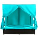U_STYLE Outdoor Patio Wicker Sunbed Daybed with Cushions, Adjustable Seats