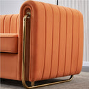 Contemporary Velvet Sofa Couch 84.25''W for Living Room, Orange