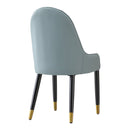 Modern Dining Chairs Set of 2 pcs Faux leather Dining Chair with Metal legs for Living Room/Dining Room/Reception Room(White+blue)