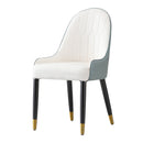Modern Dining Chairs Set of 2 pcs Faux leather Dining Chair with Metal legs for Living Room/Dining Room/Reception Room(White+blue)