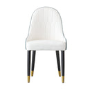 Modern Dining Chairs Set of 2 pcs Faux leather Dining Chair with Metal legs for Living Room/Dining Room/Reception Room(White+blue)