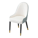 Modern Dining Chairs Set of 2 pcs Faux leather Dining Chair with Metal legs for Living Room/Dining Room/Reception Room(White+blue)