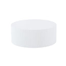 Contemporary Round Coffee Table with Handcrafted Relief, φ35.43inch, Whtie