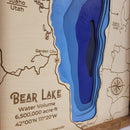 Bear Lake Idaho Utah Topo Map Sign | Laser Engraved & Framed Wall Art