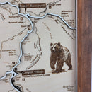 Yellowstone Topo Map Sign | Laser Engraved & Framed Wall Art